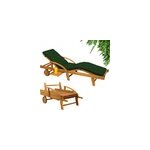 Chaise longue de jardin tami sun ; acacia incl housse vert