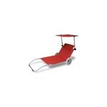 Chaise longue de plage transat pare - soleil pliable 2 roues robuste rouge jardin