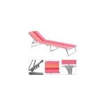Chaise longue pliable rose ray� - transat bain de soleil jardin plage bronzer