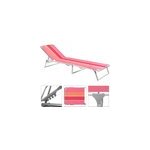 Chaise longue pliable rose ray� - transat bain de soleil jardin plage bronzer