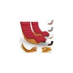 Chaise longue de sauna java (lot de 2) acacia certifi� fsc ; avec housse rouge