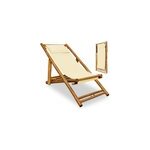 Chaise longue transat bambou jardin plage terrasse - repose t�te inclus - cr�me