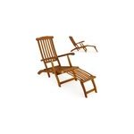 Chaise longue - transat pliable en bois d'acacia bain de soleil  ; queen mary ;  ;  ;