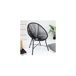 Chaise de salon noire � cordes acapulco acier laqu�