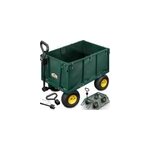 Chariot de transport 550 kg vert 110x75x52cm avec 4 pneus gonflables & b�che