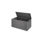 Coffre de jardin gris 116x43x55cm effet bois rangement