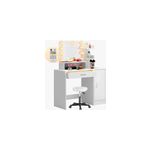 Coiffeuse jocelyn blanc 140x90x40cm led + tabouret � roulettes