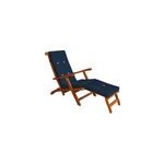 Coussin pour chaise longue 173 cm - matelas transat bain de soleil bleu