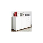 Cs schmal buffet blanc type 100 - 3 portes et 2 tiroirs - meuble de rangement