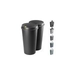 Double poubelle 2 x 25l rose poubelle duo bouton - poussoir automatique 50 x 53 cm