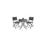 Ensemble 3 pi�ces de balcon en polyrotin rome noir