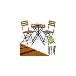 Ensemble de balcon 1 table et 2 chaises pliable en bois d'acacia