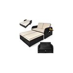 Ensemble banc ottomane canap� chaise longue transat bain de soleil pour 2 pers