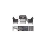 Ensemble de meubles de jardin patio 7 pi�ces polyrotin gris table chaises banc