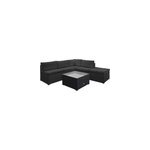 Ensemble de salon canap� polyrotin avec fixation, coussins et table, anthracite