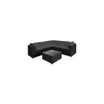 Ensemble de salon canap� xl polyrotin , coussins et table, anthracite jardin