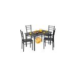 Ensemble table et 4 chaises leo anthracite en m�tal laqu� mdf