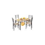 Ensemble table et 4 chaises leo chêne clair en métal laqué mdf Ensemble table et 4 chaises leo chêne clair en métal laqué mdf