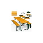 Ensemble table et bancs en bois 170cm pliable