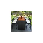 Ensemble table chaise bar 13 pi�ces - polyrotin bois acacia salon de jardin