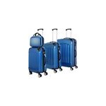Ensemble valise rigide 4pcs bleu lot de 4 bagage avec vanity et cadenas malle