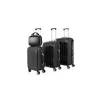 Ensemble valise rigide 4pcs noir lot de 4 bagage avec vanity et cadenas malle