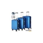 Ensemble valise rigide bleu - 3 x bagage serrure roulettes - voyage vacances