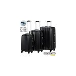 Ensemble valise rigide noir - 3 x bagage serrure - malle voyage vacances