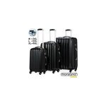 Ensemble valise rigide noir - 3 x bagage serrure - malle voyage vacances
