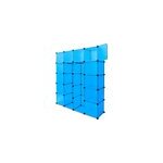 �tag�re armoire plastique bleu transparent - 20 casiers - penderie rangement
