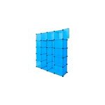 �tag�re armoire plastique bleu transparent - 20 casiers - penderie rangement