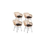 Fauteuil en rotin bali (4 pièces) naturel Fauteuil en rotin bali (4 pièces) naturel