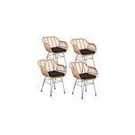 Fauteuil en rotin bali (4 pi�ces) naturel