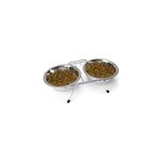 Gamelle double en acier inoxydable pour chien et chat - 2x 550ml