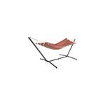 Hamac rouge � rayures 200x80cm avec cadre en m�tal