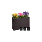 Jardiniere en polyrotin brun 83x30, 5x60cm