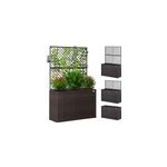 Jardinire en polyrotin brun avec treillis