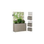 Jardinire en polyrotin crme avec treillis