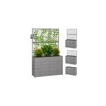 Jardinire en polyrotin gris avec treillis