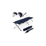 Lit de camp pliable 190 x 65 cm - bleu avec sac de transport couchage 150kg max