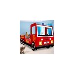 Lit enfant camion pompier rouge avec sommier � lattes inclus