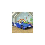 Lit enfant voiture f1 bleu 90x200cm avec sommier