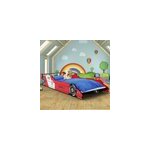 Lit enfant voiture f1 rouge 90x200cm avec sommier