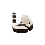 Lit de jardin rond 185cm brun en polyrotin avec toit