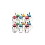 Lot de 12 verres avec couvercle paille design retro boissons soda jus de fruit