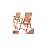 Lot de 2 chaises de jardin vanamo en bois d'eucalyptus