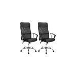 Lot de 2 fauteuil chaise de bureau noire inclinable