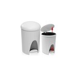 Lot de 2 poubelles � p�dale - 16 et 6 litres - maison / camping - blanc