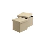 Lot de 2 poufs beige 38x38x38cm pliables Lot de 2 poufs beige 38x38x38cm pliables