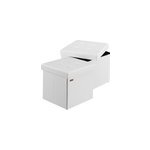 Lot de 2 poufs blancs en similicuir 38x38x38cm pliables